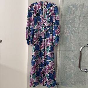 Zimmermann full length, long sleeve floral dress sz 2